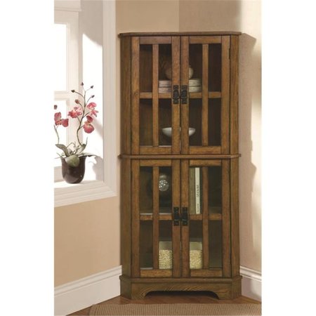 COASTER Coaster 950185 4 Shelf Corner Curio Cabinet with Windowpane - Style Door Fronts 950185